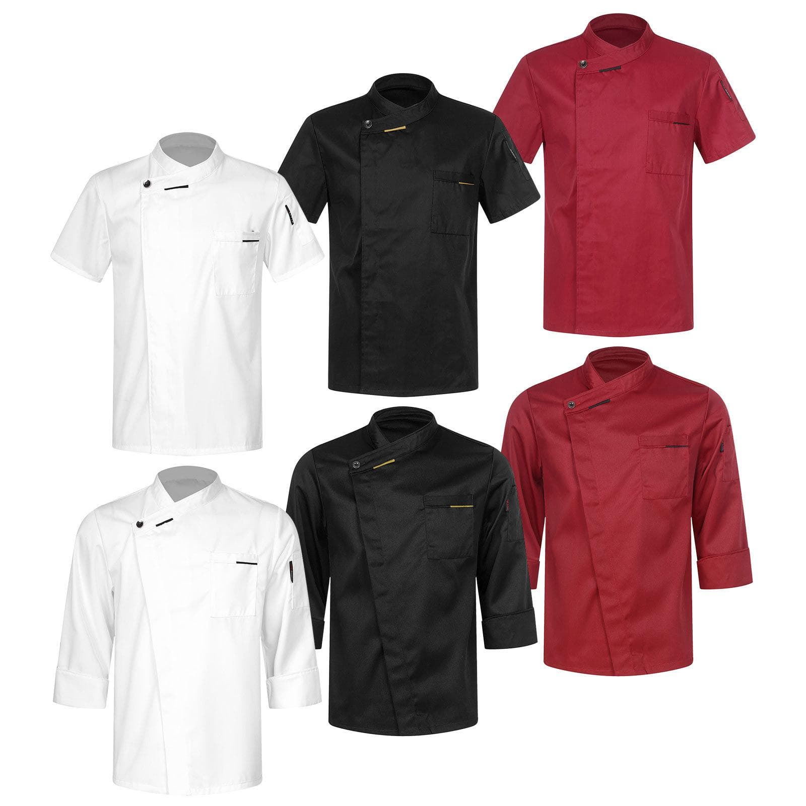 Unisex Chef Coat with Cross-Over Collar - Professional Kitchen Uniform for Men/Women, Restaurant Cook Jacket with Pockets cm