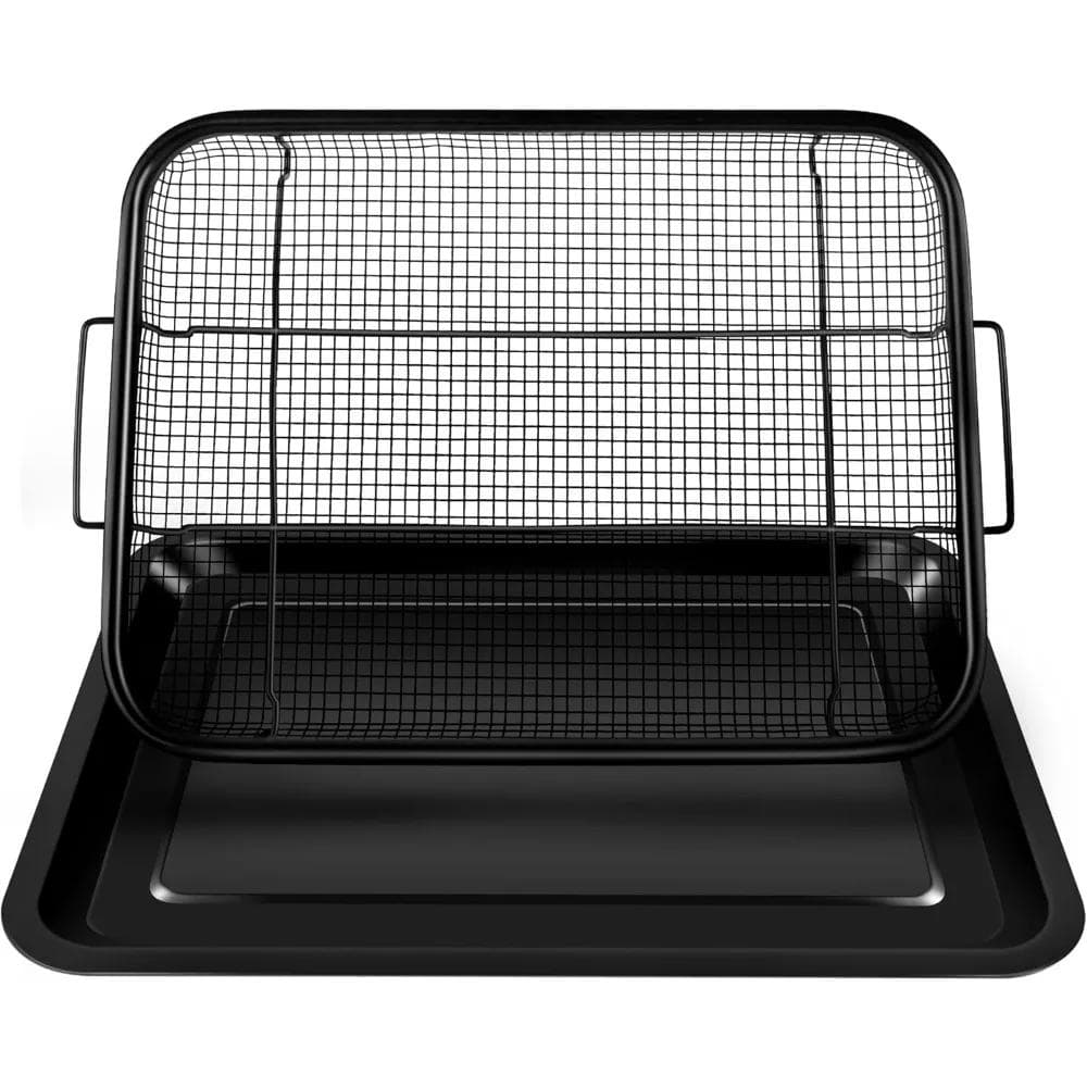 2 in 1 Oven Air Fryer Basket and Tray Oil Frying Baking Pan Non-stick Chips Basket Baking Dish Grill Mesh Kitchen Bakeware Set