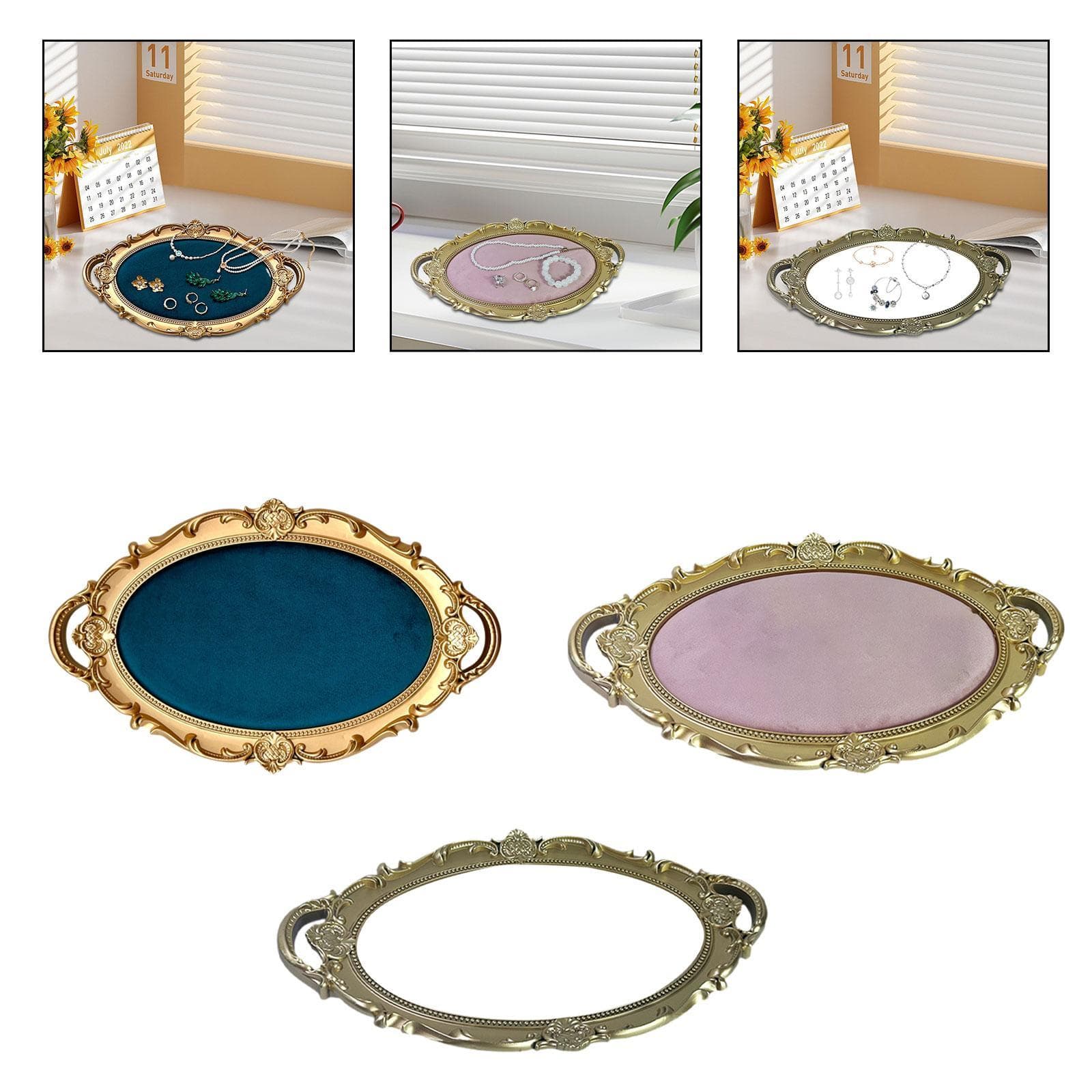 Vanity Tray Multipurpose Elegant with Handle for Bedroom Home Living Room pink