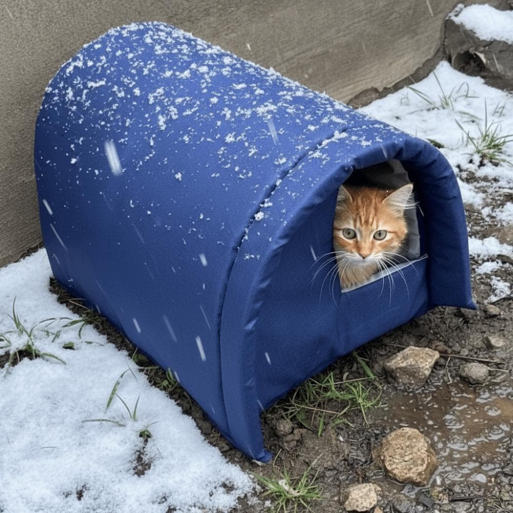 Waterproof Outdoor Cat Shelter Windproof Dog Kennel Durable Pet Cat House  Outdoor dark blue