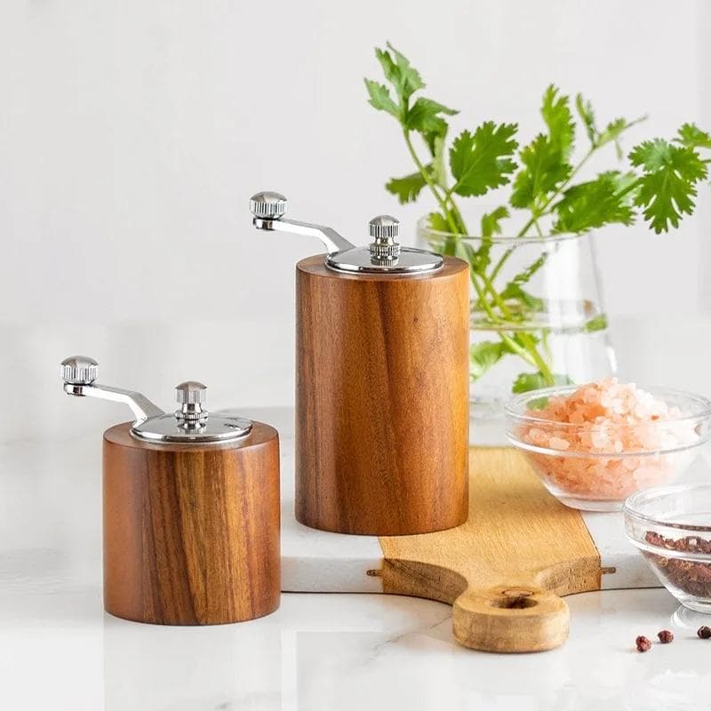 Wood Pepper Grinder Manual Flax Seed Grinder Pepper Mill Adjustable Coarseness Household Grinding Bottle Hand Crank Spice Mill