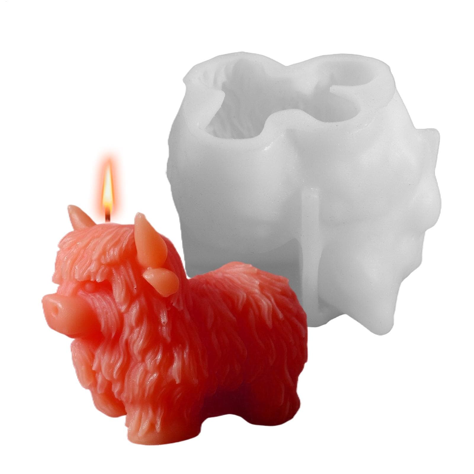 Cow Silicone Mold Resin Molds for Figurines 3D Flexible Heat-Resistant Candle Mould for Ice Cake Crafts Baking Candy Snack Food white