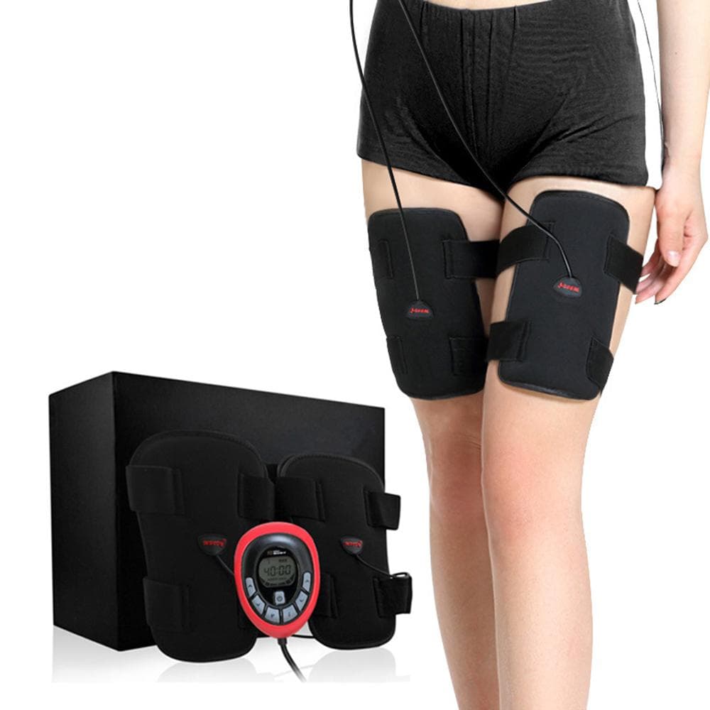 Eletric Muscle Stimulator Massager TENS Anti Cellulite EMS  Legs Belts Muscle Trainner ABS Slimming Thigh Weight Loss Band black