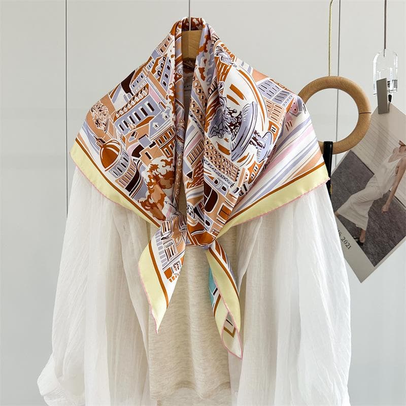 88x88cm 100% Silk Twill Scarf Luxury Square Shawl Lightweight Spring Summer Wrap Elegant Fashion Accessory for Women 88cm