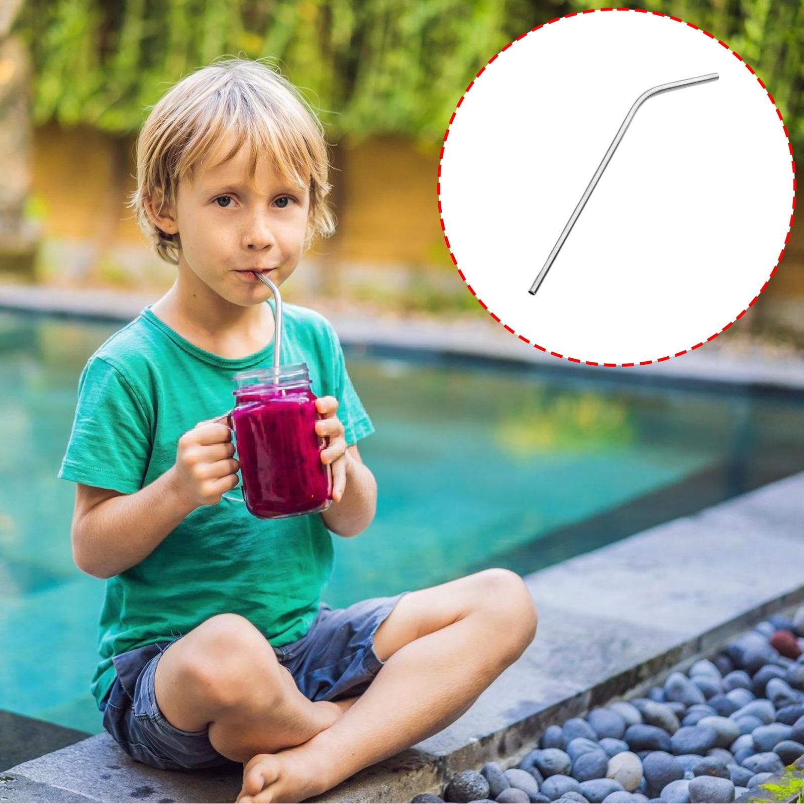 Stainless Steel Metal Drinking Straw Straight or Bent Tip For Juice Coffee Reusable Kitchen Tool