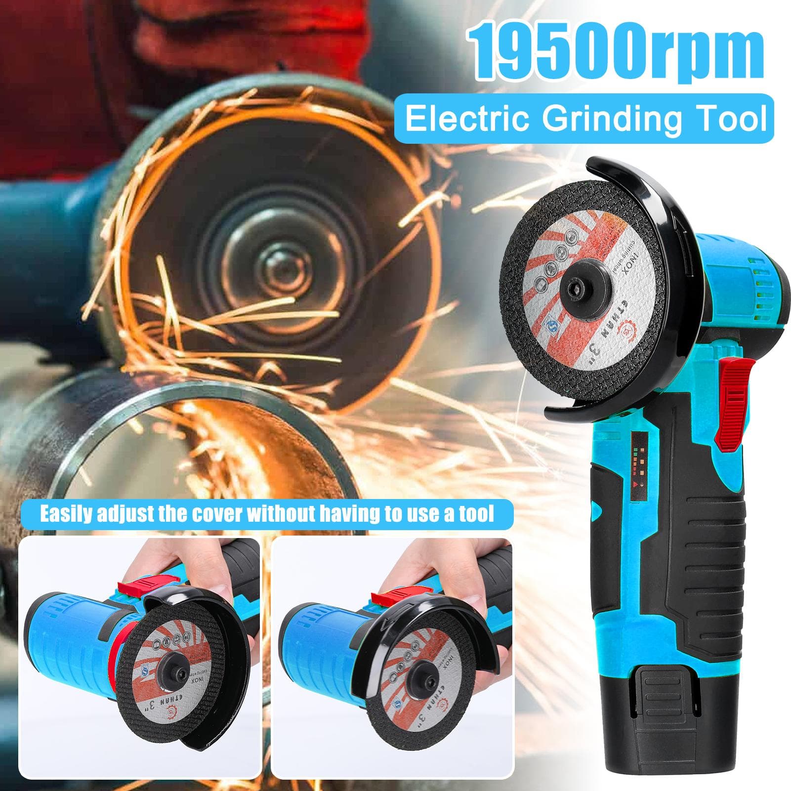 19500rpm Electric Grinding Tool Multifunctional Mini Grinder Handheld Cutter for Cutting Polishing multicolour