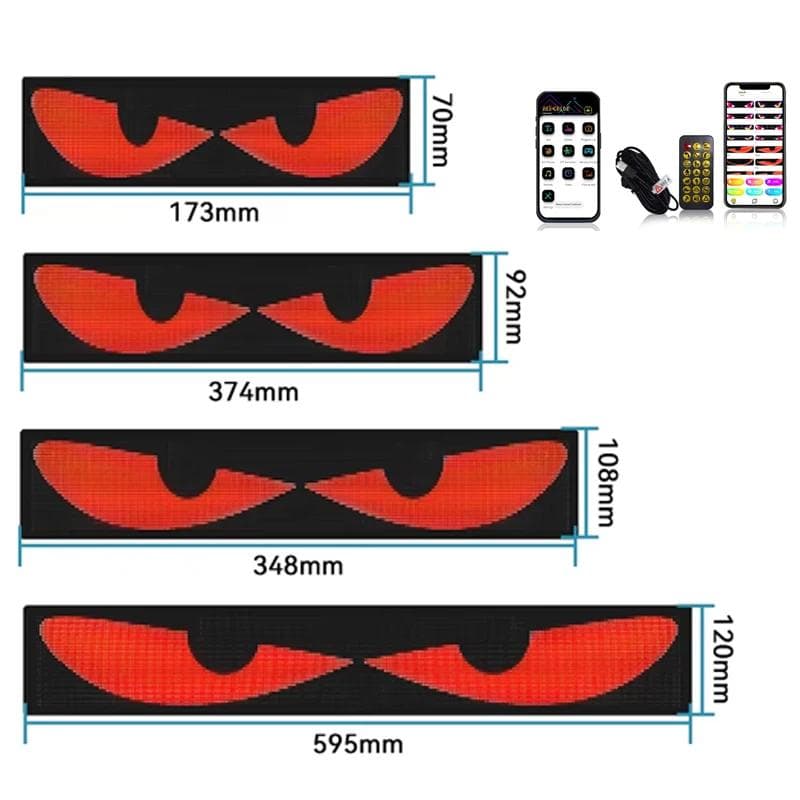 Truck Car Devil Eye LED Pixel Panel Light Remote Control Soft Foldable Lighting Scrolling For Board Windshield 12V 24V