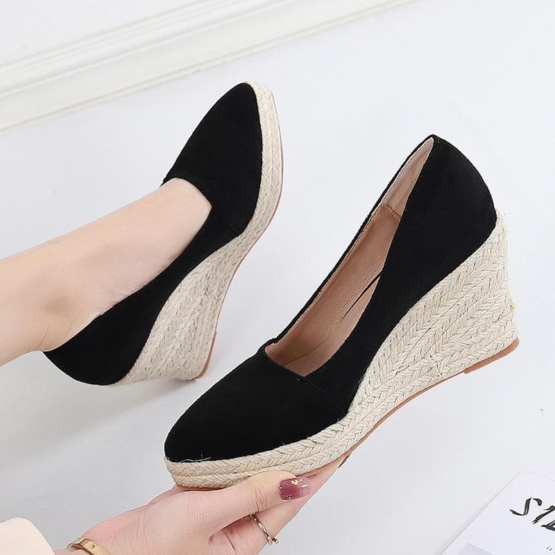 Spring Summer Shoes Women Heeled Shoes Ladies Wedge Heels Brand Ladies Pumps Casual Woman Wedges 8cm Plus Size 42 cm beige