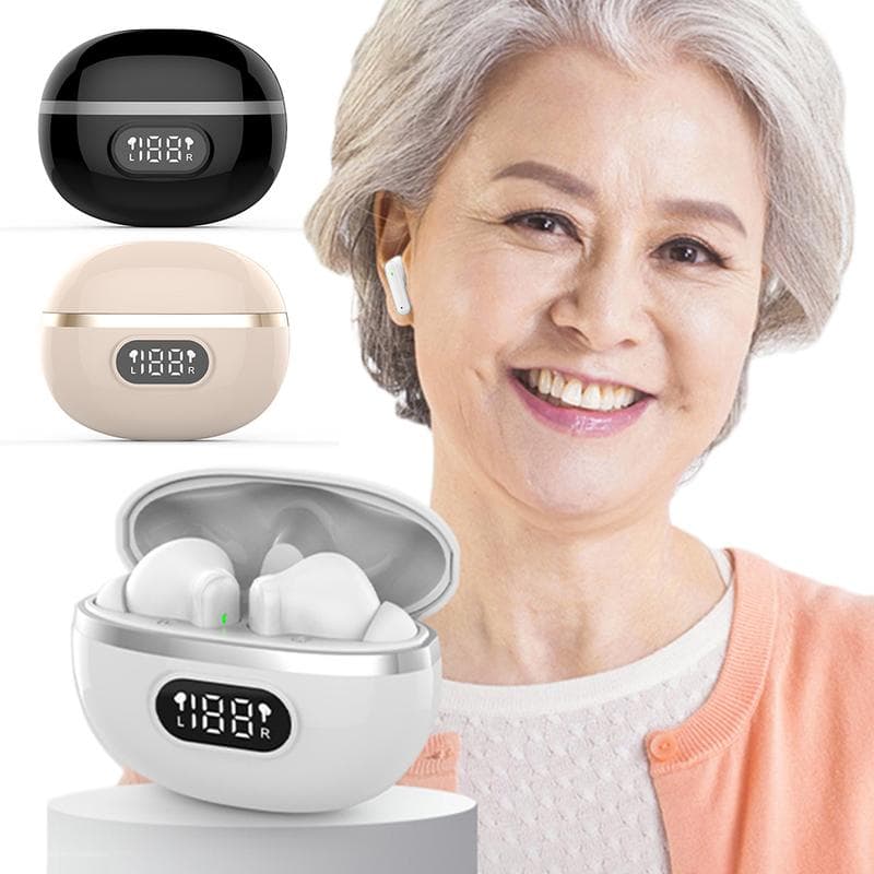 Hearing Aids Bluetooth-Compatible Wireless Earbuds HD Digital Display In-Ear Earphones Touch Hearing Sound Amplifier for Seniors white