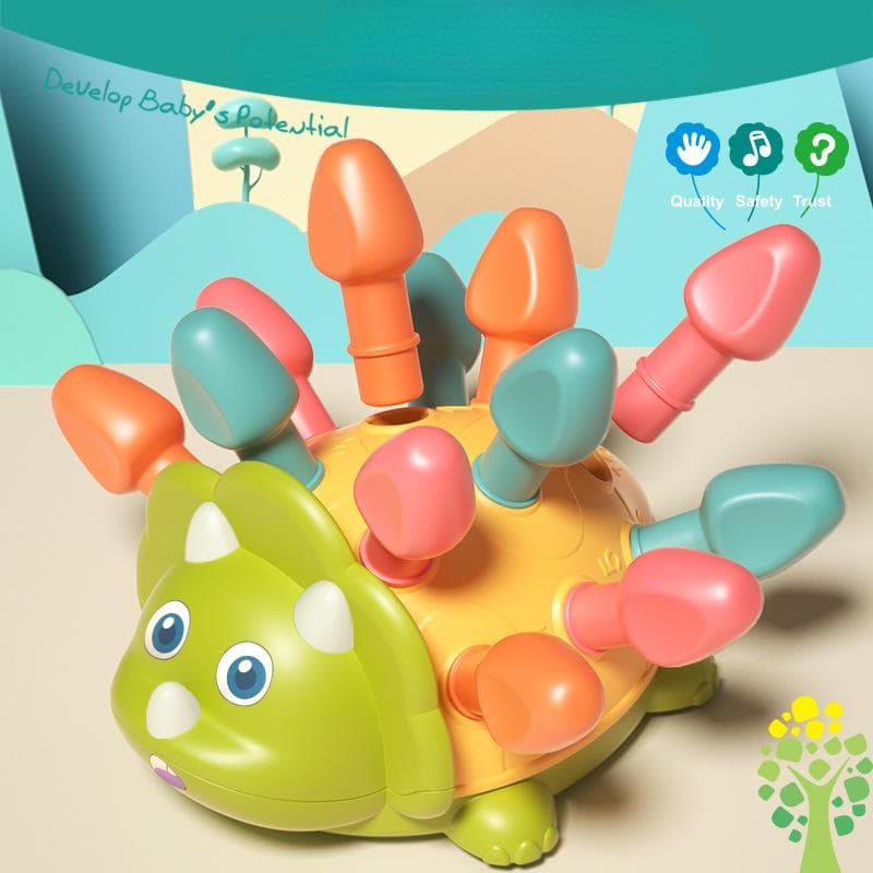 Baby Early Education Thinking Educational Toys Concentration Training Kids Pulling Small Hedgehog Radish and Inserting Building Blocks green