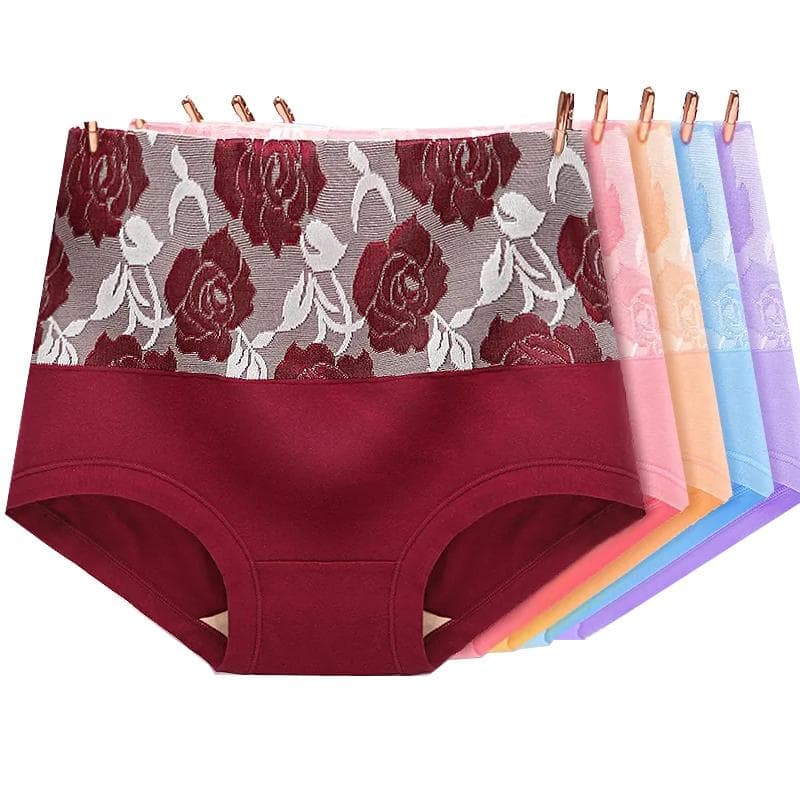 5Pcs Breathable Cotton Panties High Waist Briefs Women's Underwear Ladies Underpants Size M-XXL cm