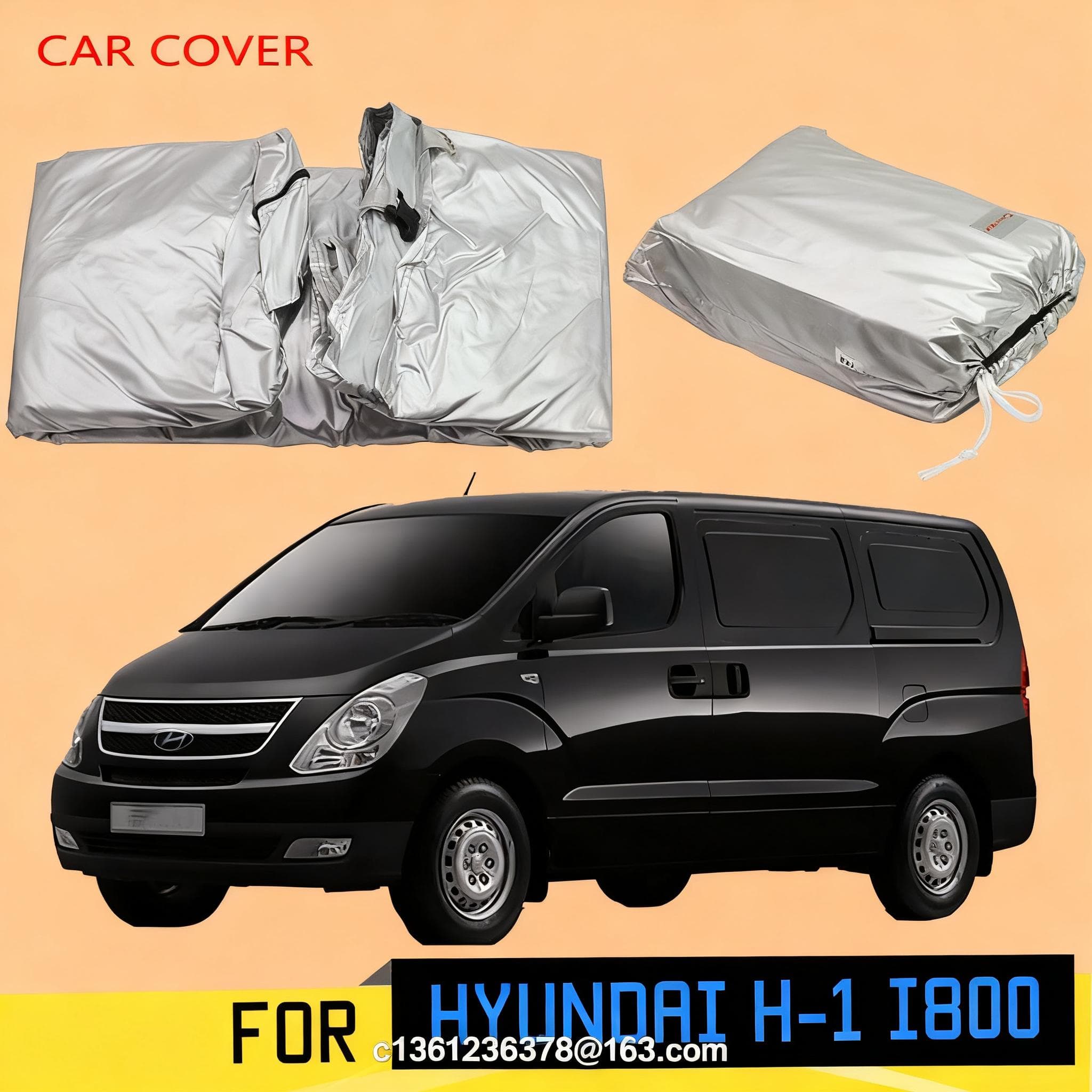 For Hyundai H-1 i800 Grand Starex Car Cover Sun Shade Anti-UV Rain Snow Scratch Resistant MPV Cover Windproof silver