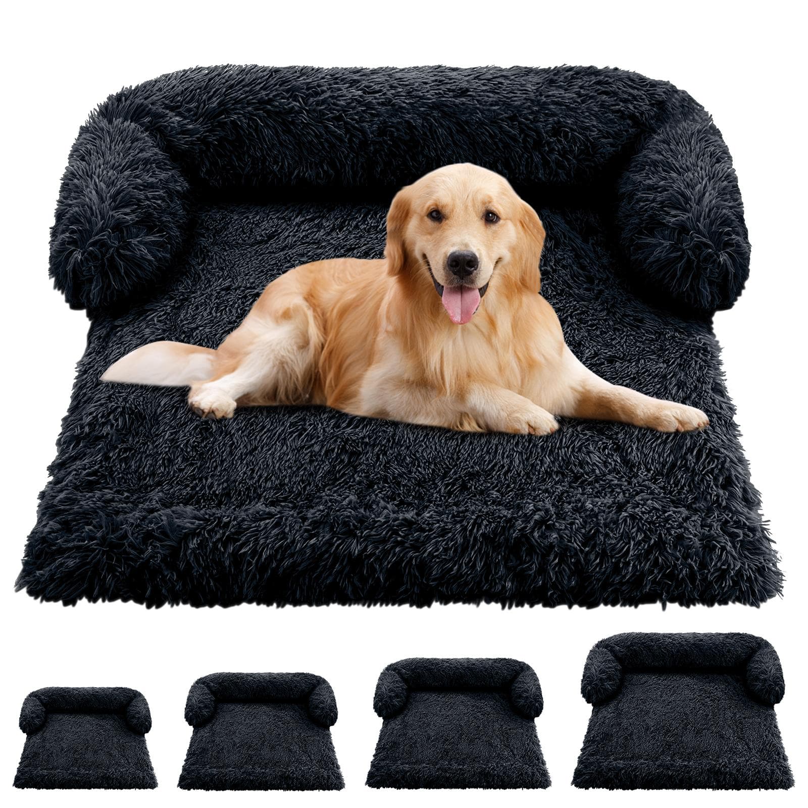Dog Bed Sofa For Large Dogs Pet House Sofa Mat Warm Nest Beds Kennel Soft Pet Cat Puppy Cushion Long Plush Blanket Sofa Cover light grey