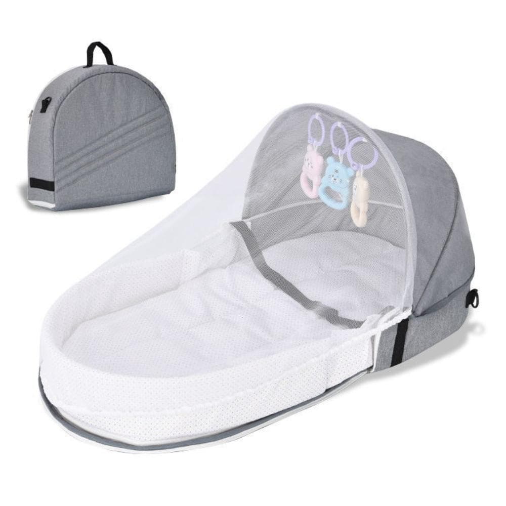 Baby Travel Cot with Net Foldable Baby Tent Washable Crib Bionic Travel Bed Breathable Cradle Cot grey