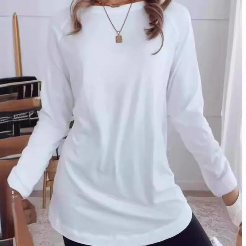 New all-match long-sleeved T-shirt solid color round neck casual top women's autumn bottoming long-sleeved underwear DB3007 cm fuchsia
