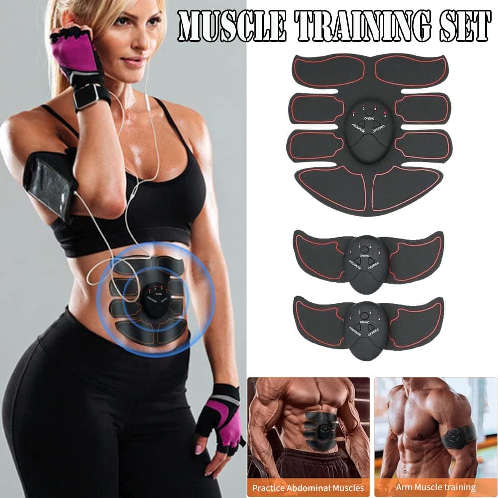 Smart EMS Abdominal Trainer Muscle Stimulator for Waist Slimming Body Toning Fitness Massage black