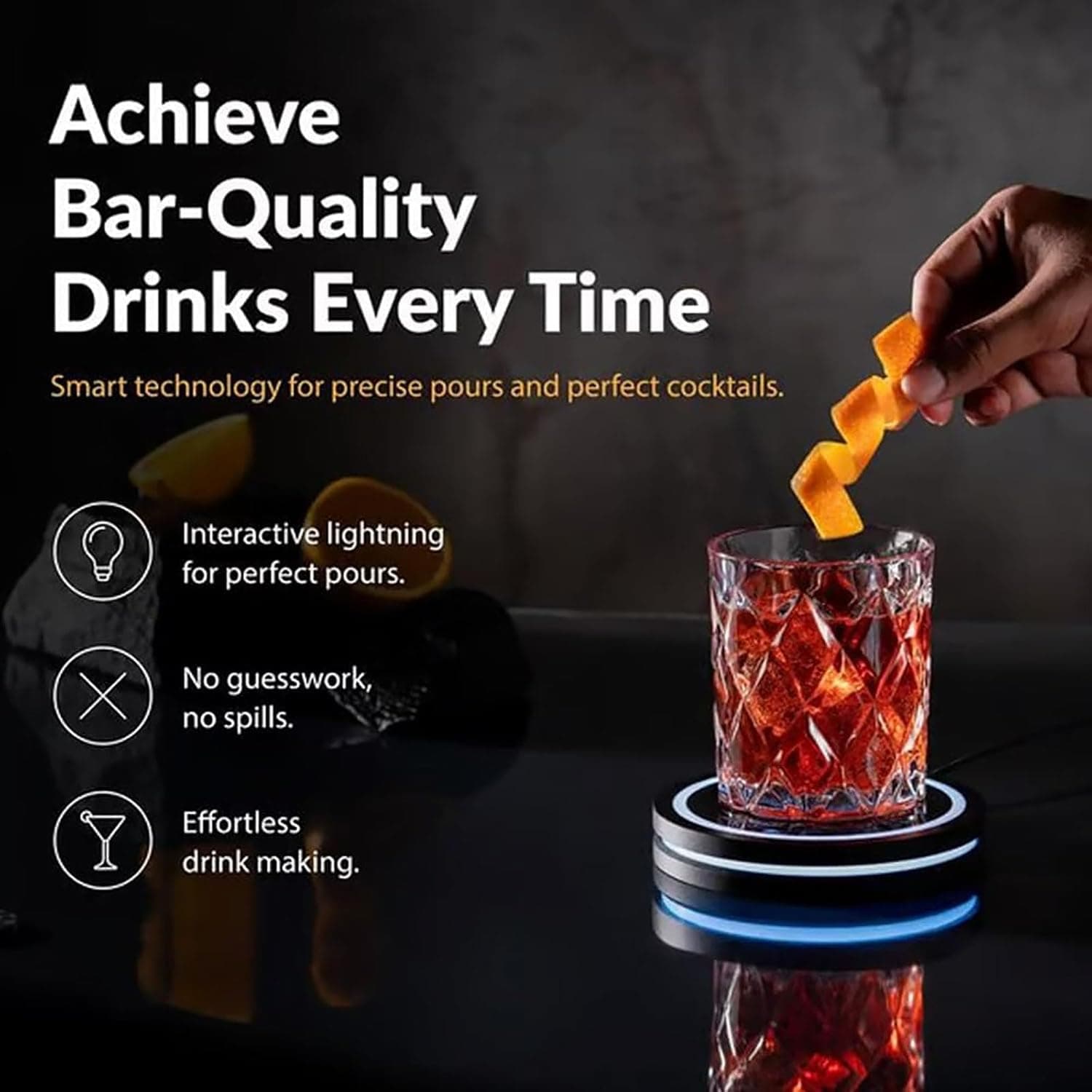 2026 New Smart Coaster Cocktails Mixer With Portable Intelligent Cocktail Maker Machine For Easy Storage Wine Glass Mat black