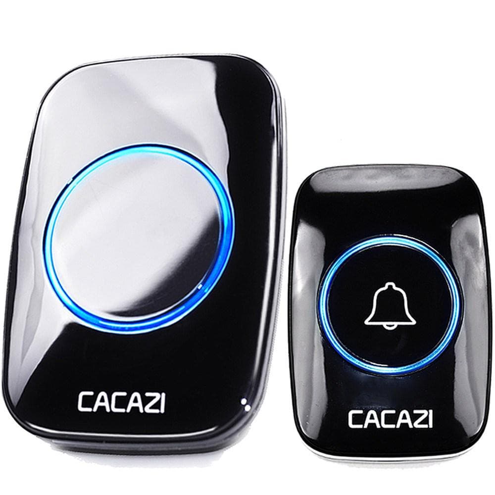 CACAZI Wireless Doorbell Waterproof 300M Remote EU Plug Smart Door Bell Chime Battery black