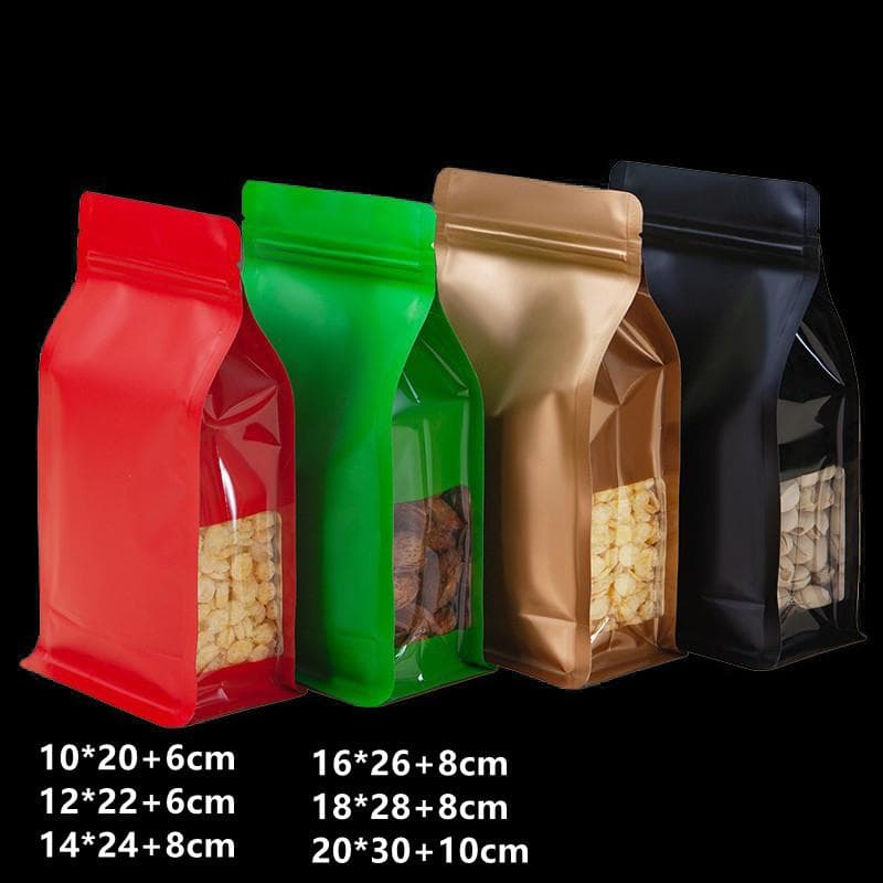 50pcs Colorful Aluminum Foil Ziplock Bags For Tea Nuts Grain Coffee Bean Storage Thickened Reusable Stand Up Seal Pouch 8cm red