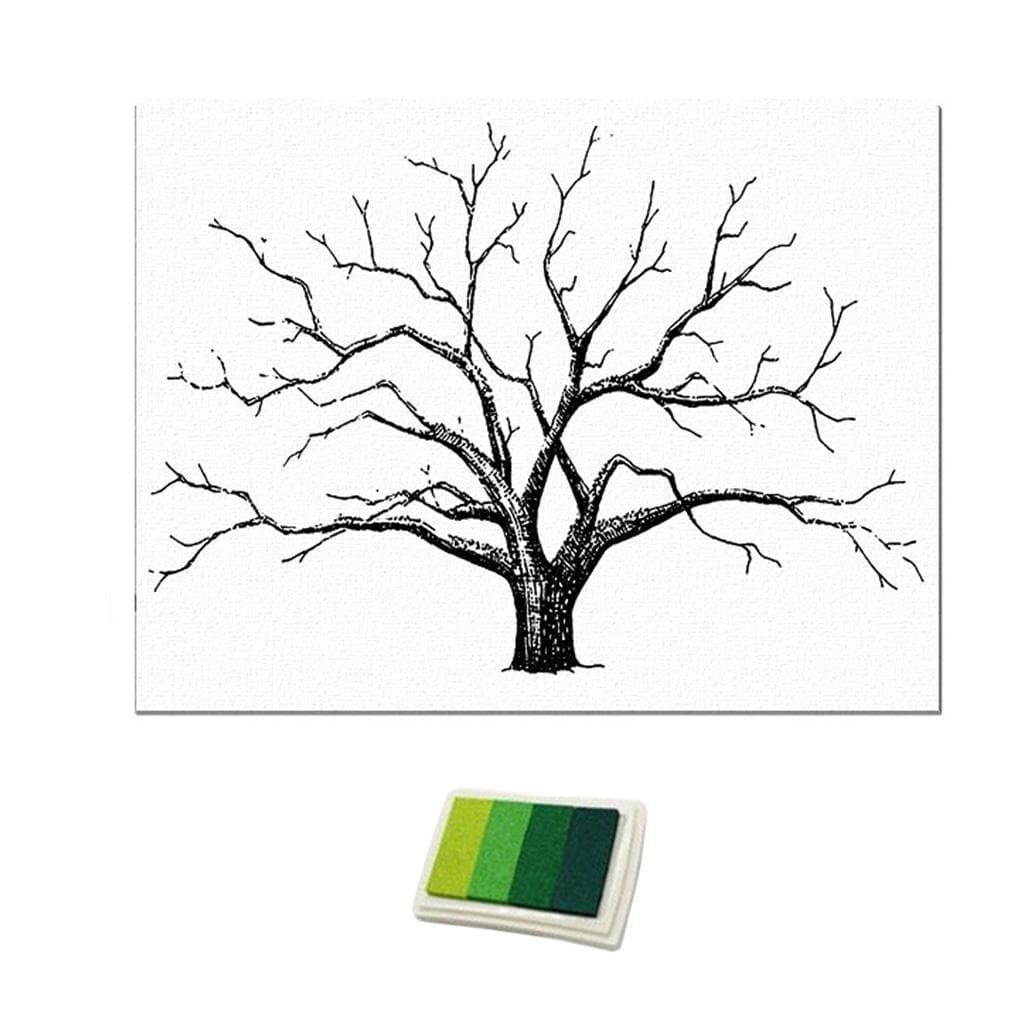 Wedding Thumbprint Tree Finger Painting Wedding Guest Book Green 40cm blue