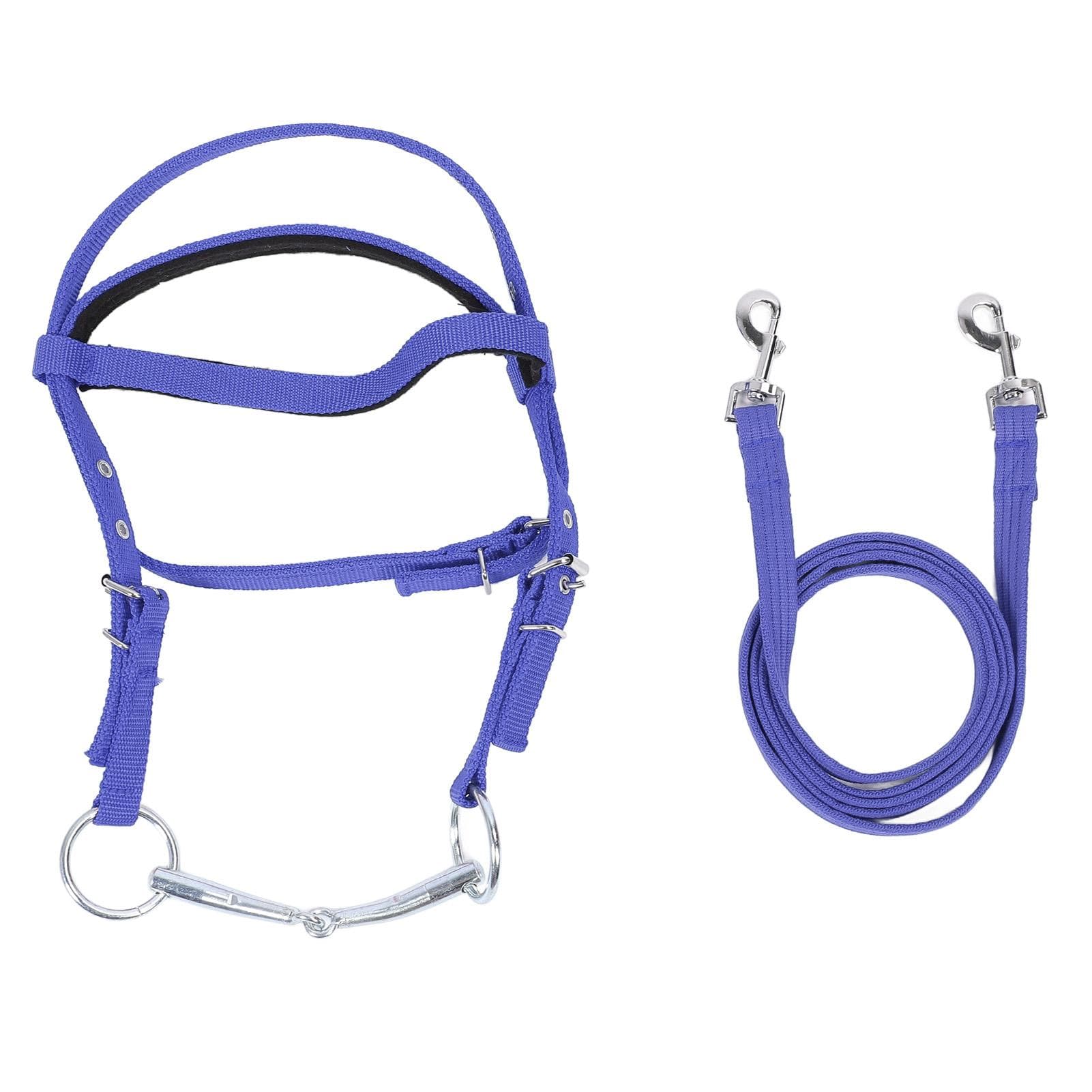 Horse Bridle Rein Nylon Stylish Adjustable Horse Bridle Headstall Equestrian Rein Blue L( For Horses with Shoulder blue