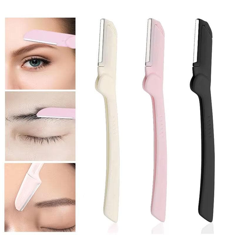 3/5Pcs Portable Folding Eyebrow Trimmer Stainless Steel Blade Facial Hair Remover for Eyebrow Armpit Compact Makeup Tools black