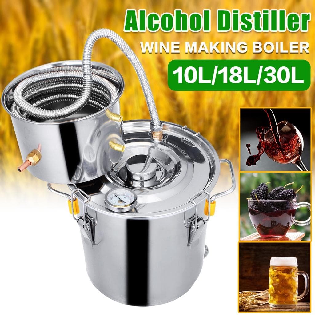 8 Gal 30L/18L/10L Moonshine Distiller Stainless Brewing Alcohol Still Machine Brewing Liquor Brandy Vodka Distiller Brewing Kit