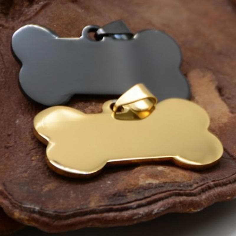 Bone Shape Stainless Steel Dog Tag Cat Tag Pet ID Name Tag gold