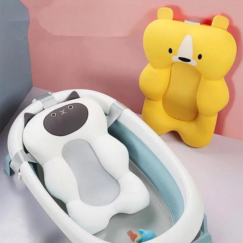 Portable Baby Bath Anti-Slip Cushion - Safety Mat & Floating Bather Infant Bathtub Pad Shower Security Support for Safe Bathing