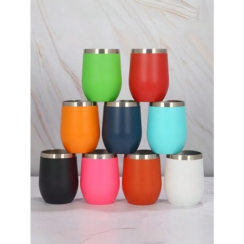 Wine Tumbler With Push Lid, Stemless Insulated Wine Glasses, Double Wall Vacuum Stainless Steel Travel Tumbler multicolour