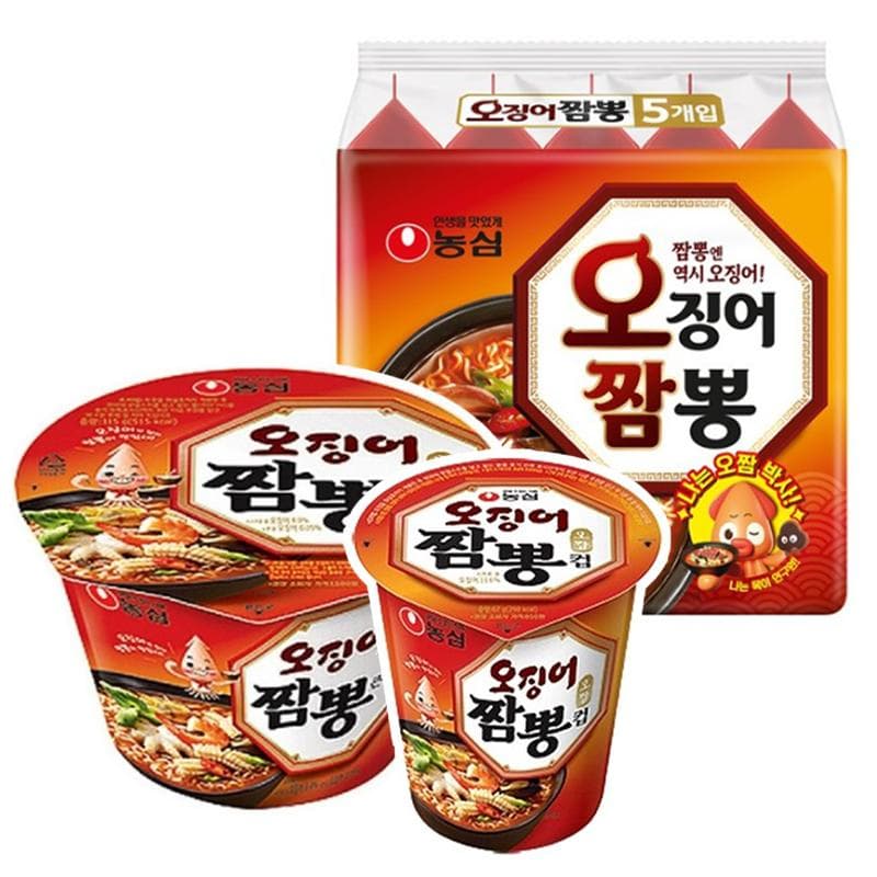 Nongshim Squid Jjamppong/ O-jing-Eo-Jjamppong Cup/bag (6 Options)