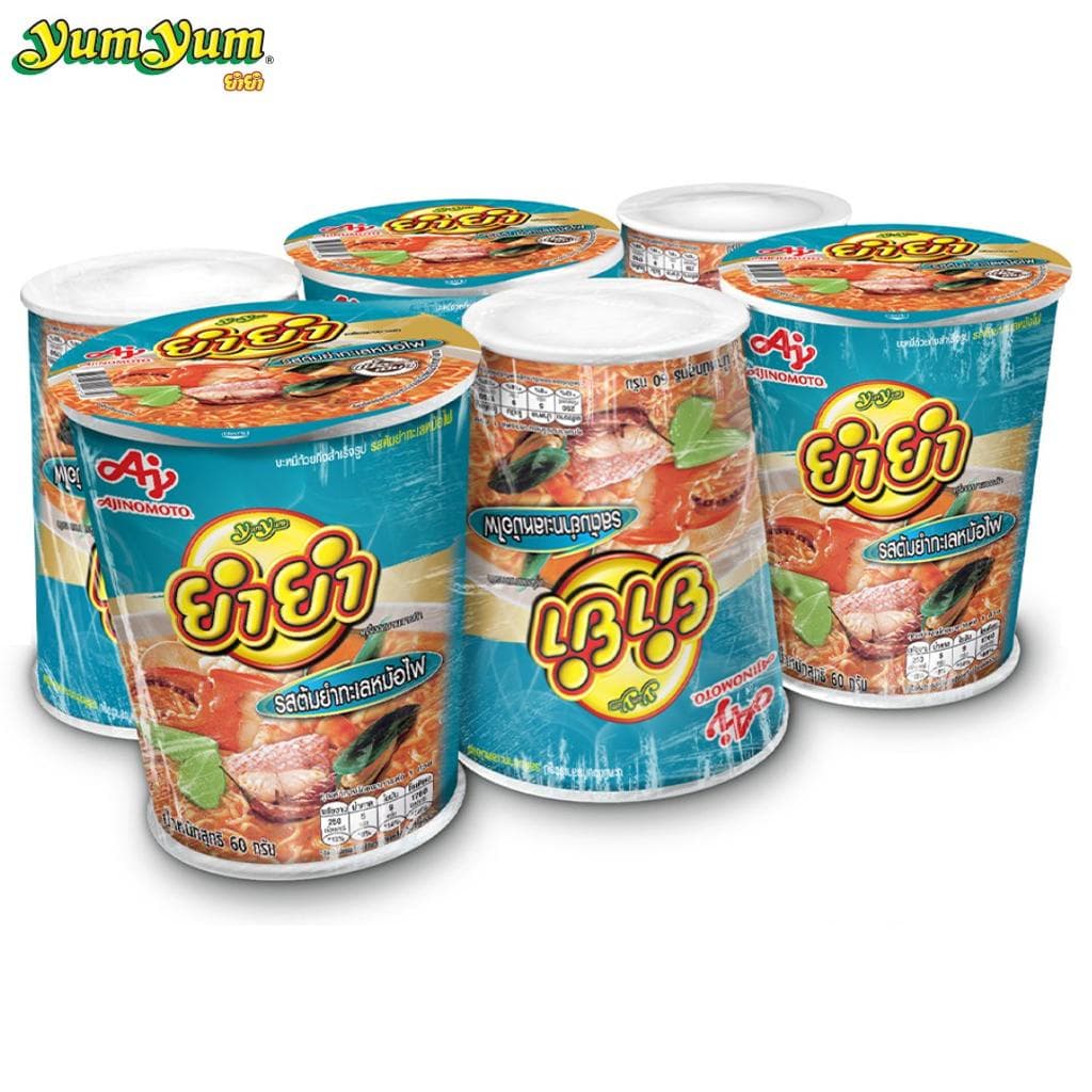 Yum Yum Cup TemTem, Tom Yum Ta Lay Mor Fai Flavor, 60 g, 6 pcs - Thai Instant Noodle