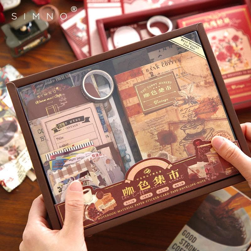 116pcs/boxed Scrapbooking Set Diy Diary Album Stickers Material Paper Tape Set Students Stationery Prizes Junk Journal Gift Box