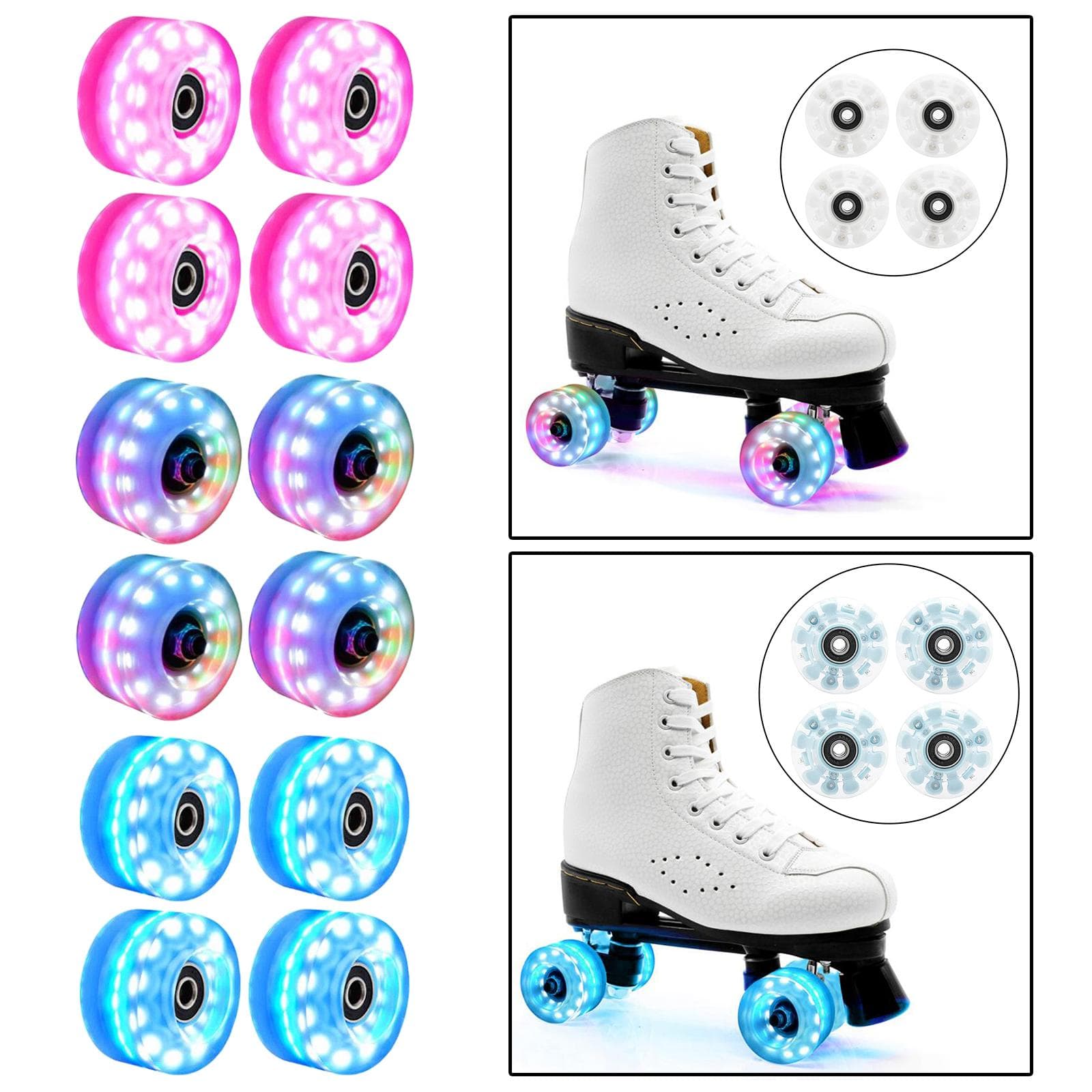 4PCS Light Up Roller Skate Wheels 58mm x 32mm, Luminous Light Up blue
