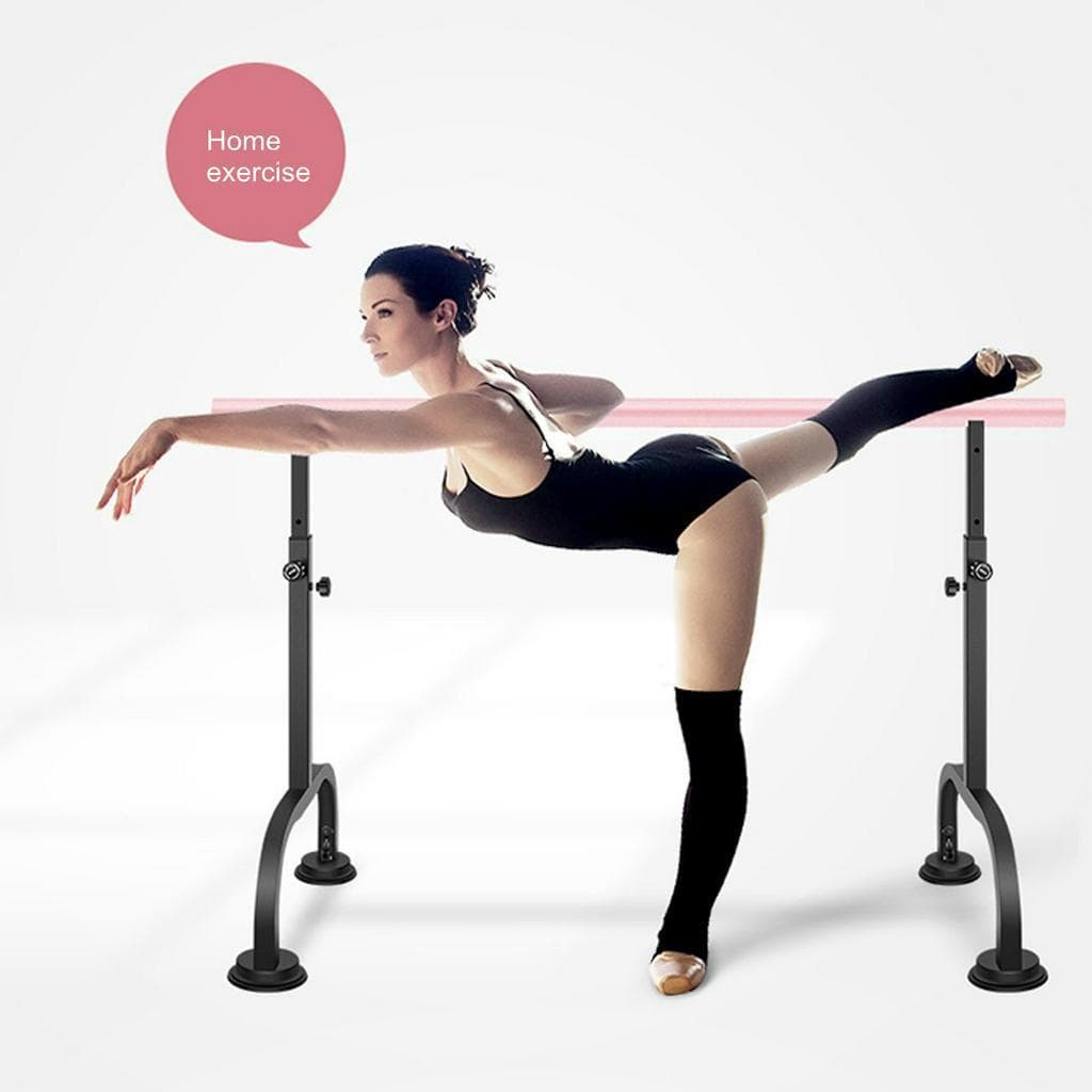 1.5-3.5M Freestanding Adjustable Height + Rubber Sucker Stand Black + Pink Portable Steel Ballet Dance Barre Gym Bar Home Fitness