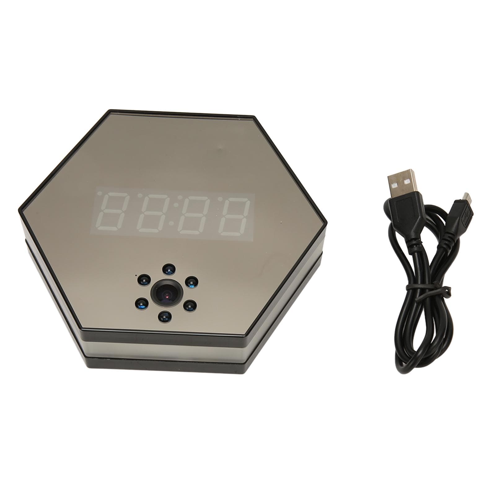 Smart Surveillance Camera HD 1080P Clock Display Color Light Night Vision Motion Detection Wireless black