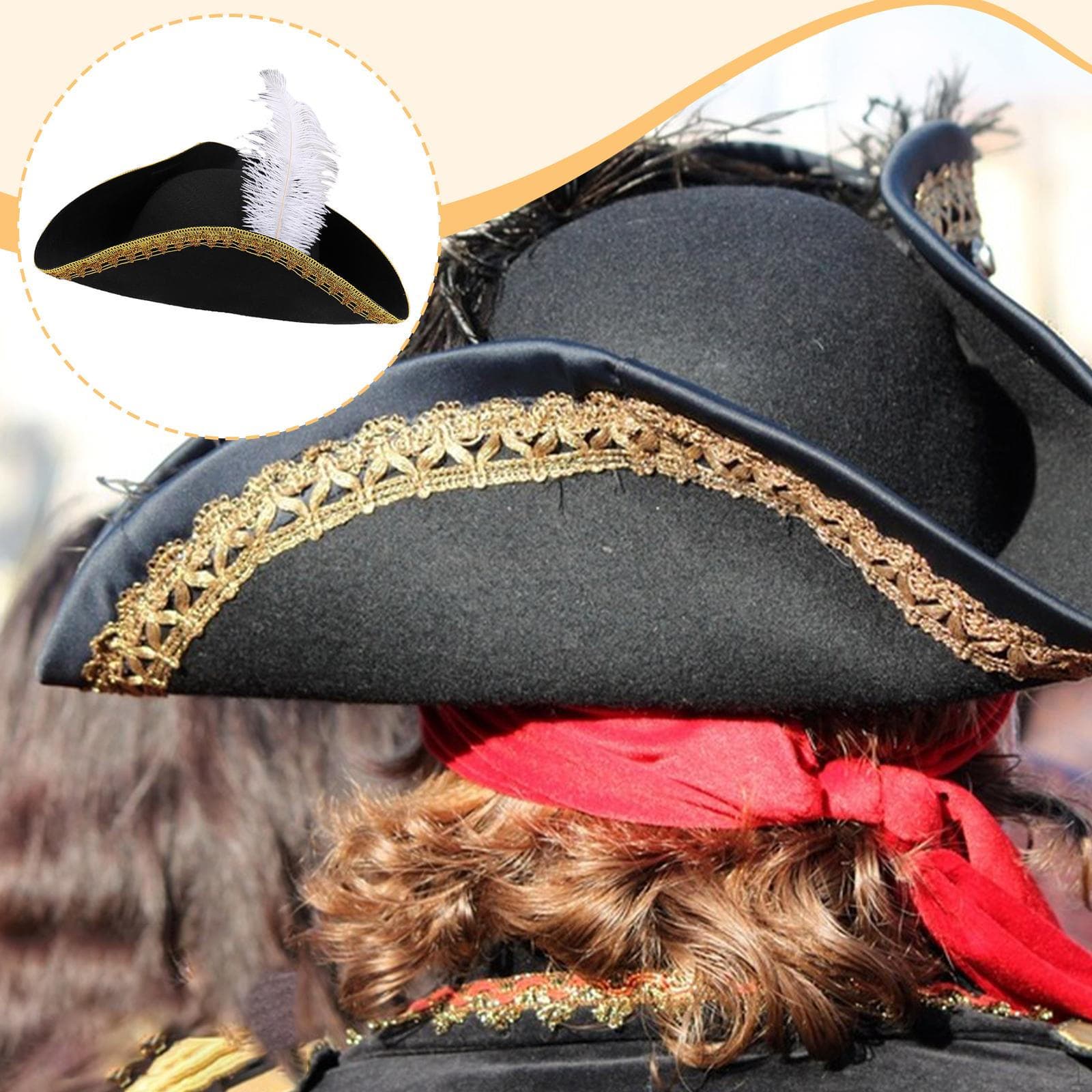 Pirate Hat Birthday Comfortable Gift Headdress Halloween Festival with Feather blue
