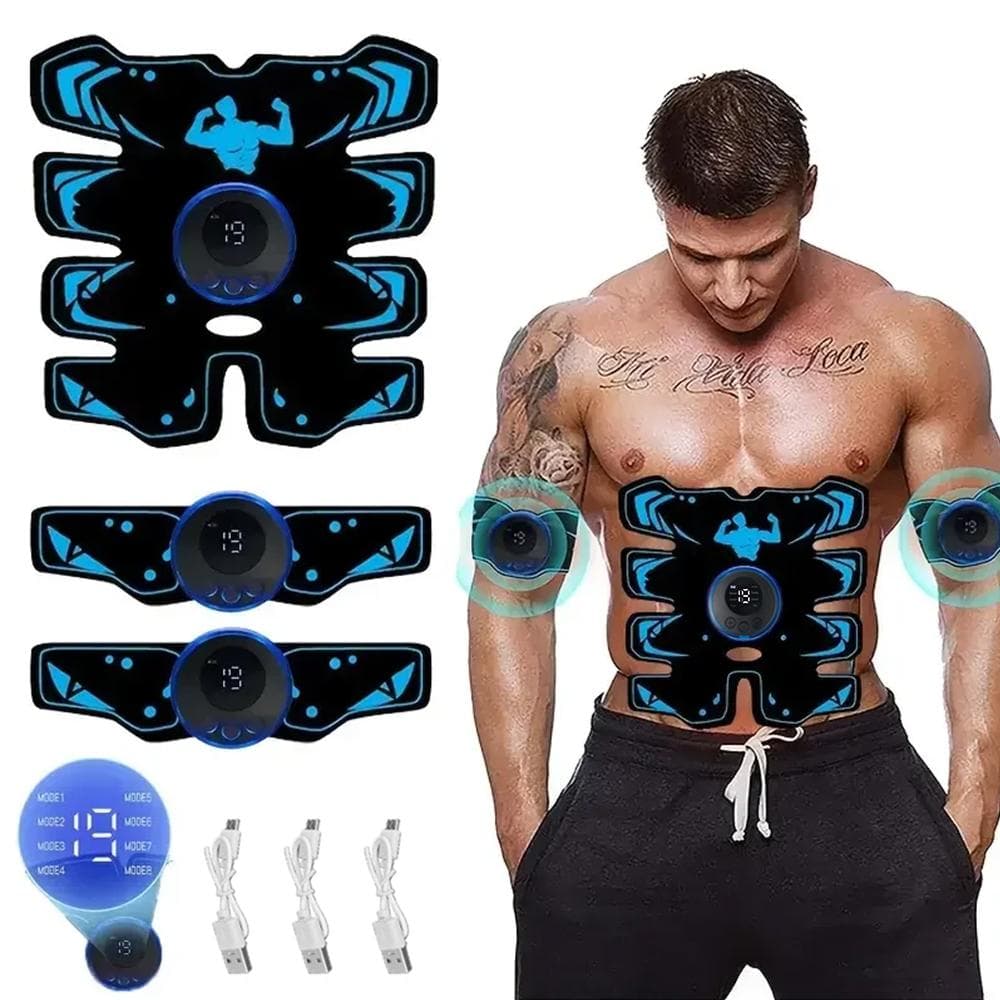 New USB Rechargeable EMS Muscle Stimulator Abs Arm 3 In 1 Trainer Smart Wireless Fitness Abdominal Training Slimming Device