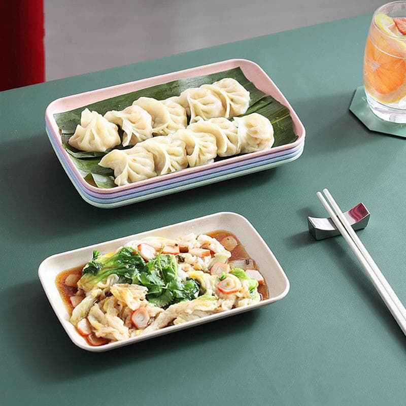Creative Wheat Straw Rectangular Plate Melamine Healthy Tableware Kitchen Cooking Utensils Dessert Sushi Pasta Plate Dishes beige