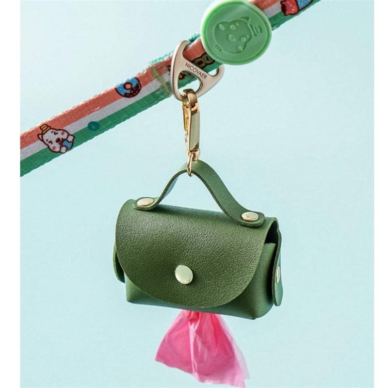 Pet Poop Bag Holder Faux Leather Dog Poop Bag Dispenser Convenient Portable Waste Bag Organizer Pet Supplies