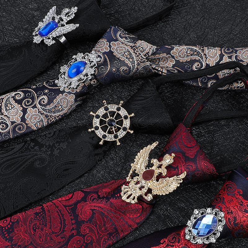 Men'S Fashion Emperor Rhinestone Collar Ring Clip Tie Hoop Vintage Knight Business Shirt Tie Buckle