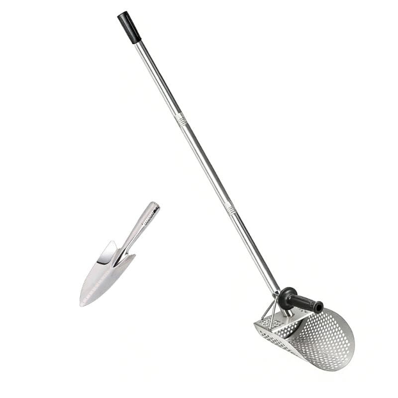 Rustproof Gold Prospecting Shovel with Curved Tip Suitable for Smooth Digging and Quick Sand Release in Beach Environment