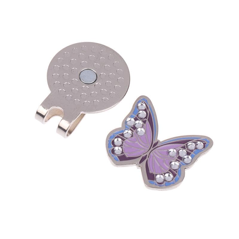Rhinestone Butterfly Shape Ball Cap Marker With Magnetic Hat Clip Anti-Rust Durable Marker For Men And Women Golf Enthusiasts