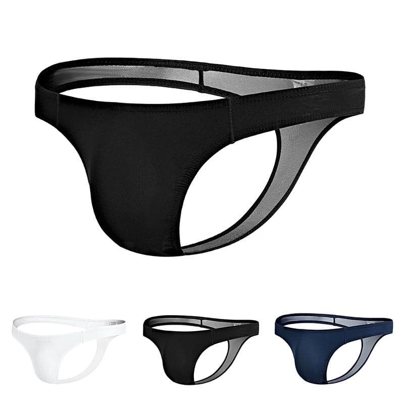 Men's Sexy Solid Color Underwear Convex Breathable Bodycon Triangle Briefs cm blue