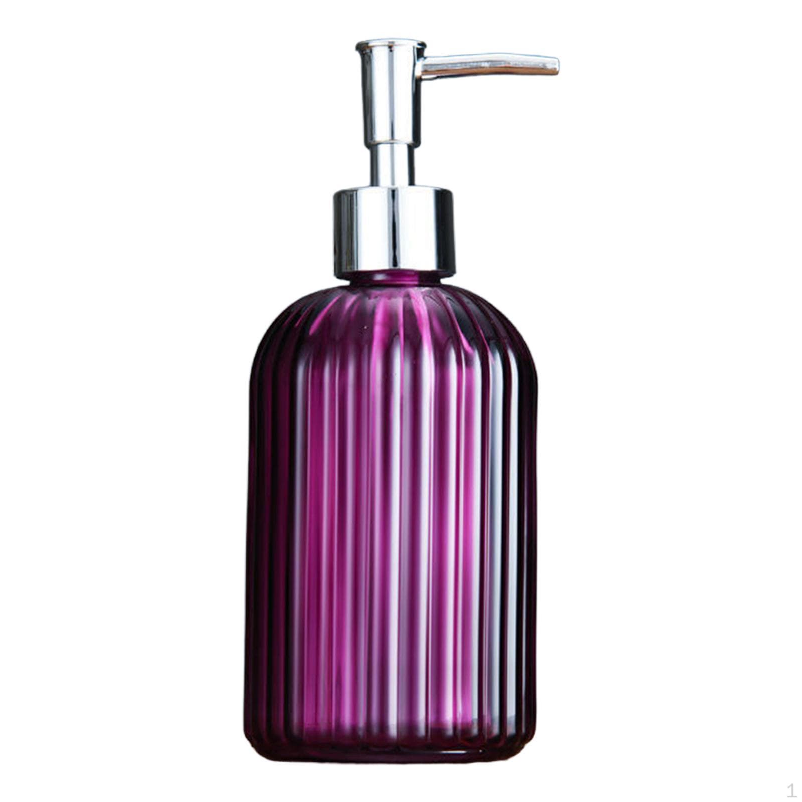 13.5oz Glass Soap Pump Leakproof Sturdy Salon Dispenser Body Wash Refillable for Bathroom Violet