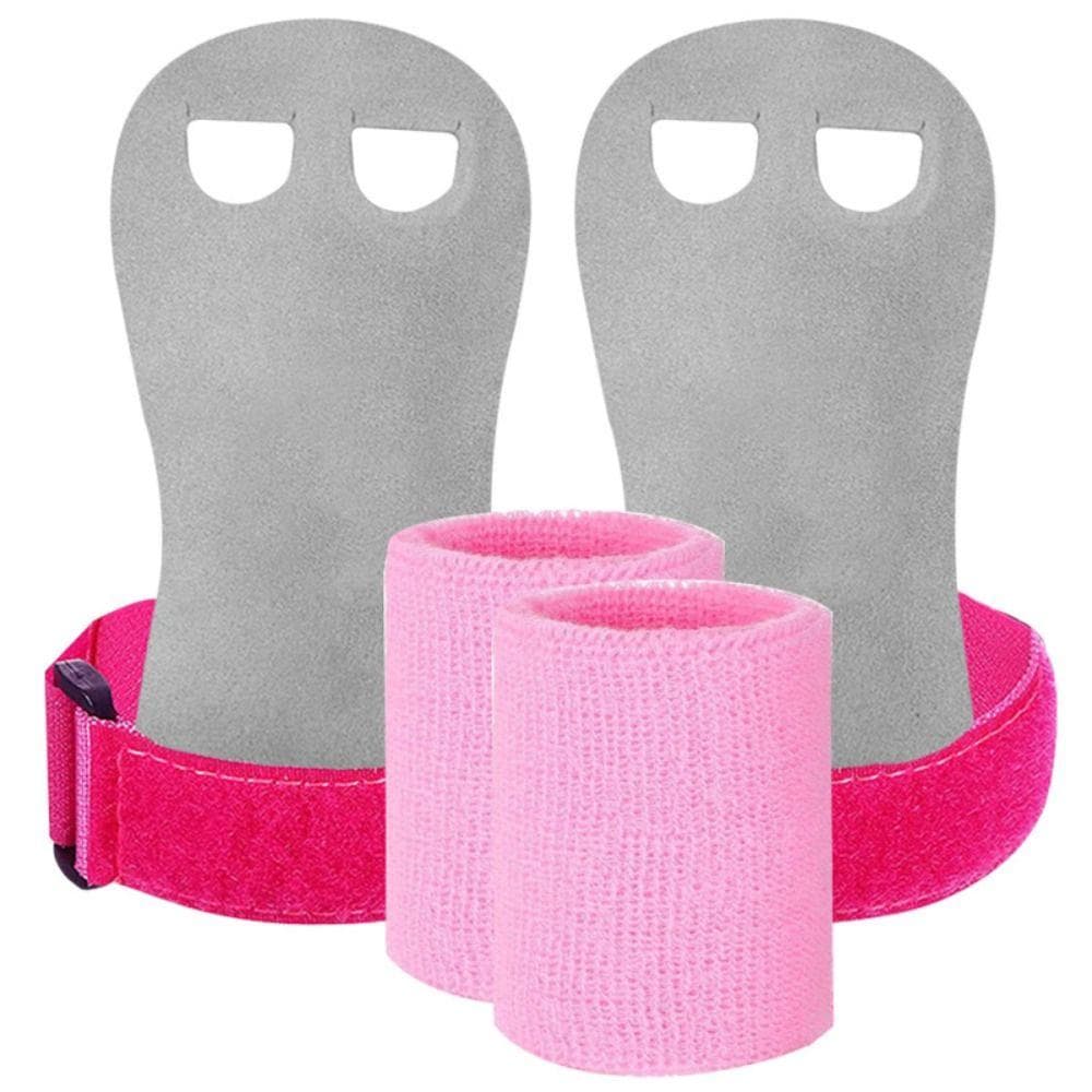 Adjustable Gymnastics Grips Palm Protection Hand Strap Palm Pad Kids Wristbands Set  Weightlifting pink