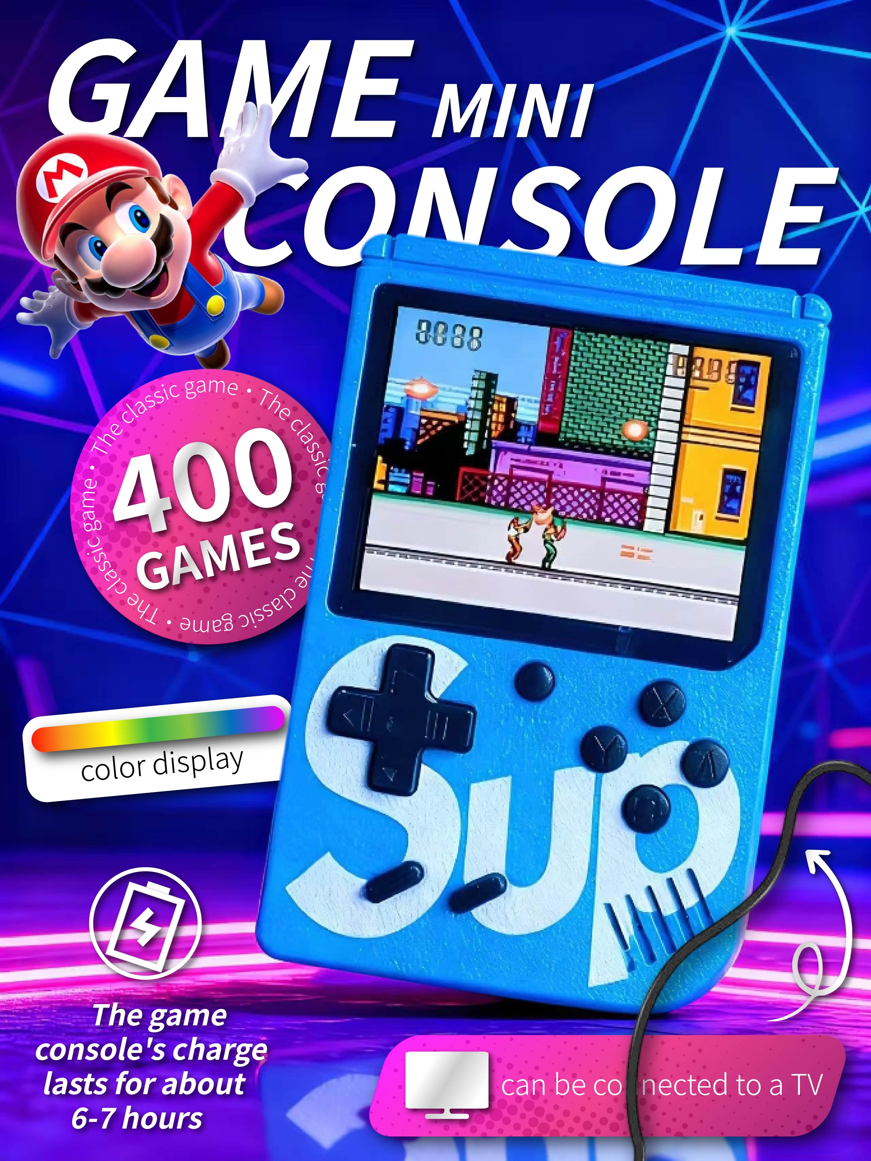 SUP Mini Game Console - 400 Classic Games with Color Display & TV Connection black