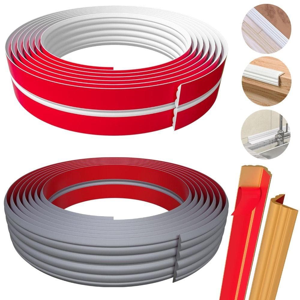 Self Adhesive Wall Corner Protector Flexible Caulk Strip Corner Trim Moulding  Inside Outside 4cm grey