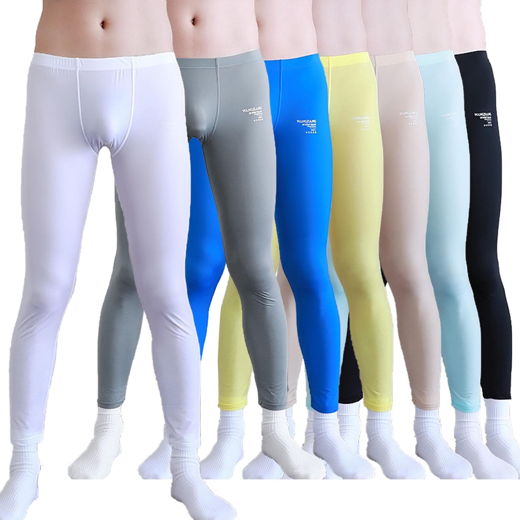 Compression Tights Men Leggings Stretchy Ultra Elastic Fabric Thin Breathable Theraml Pants Leggings cm black