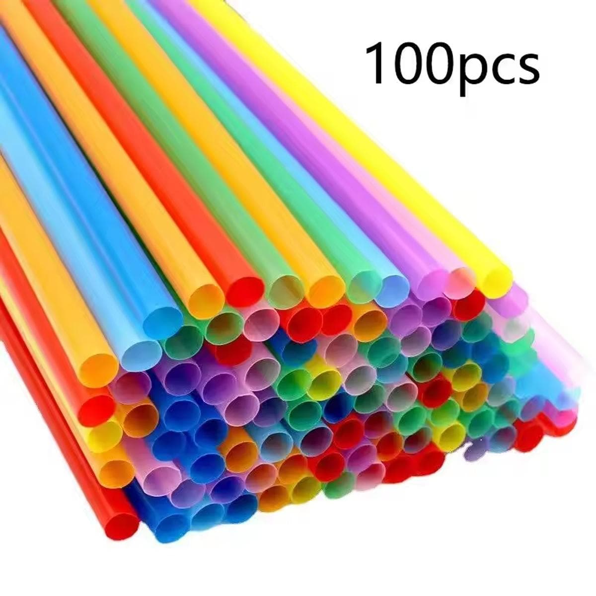 100PCS Disposable Plastic Straws Colorful Party Event Drinking Straws Flexible Large Straight Tube Straw Bar Accessories gold